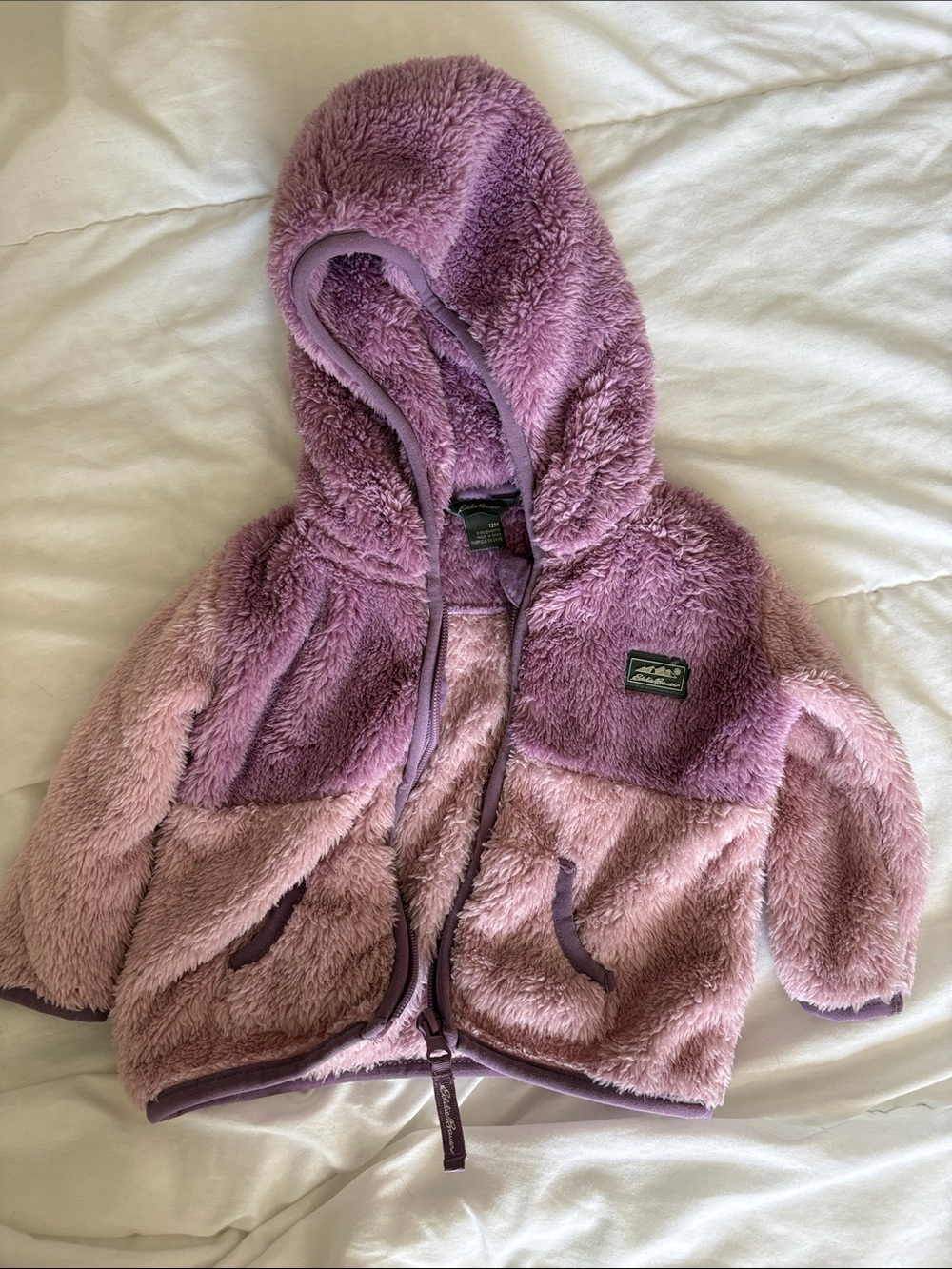 Eddie Bauer Lavender Color-block Plush Fleece Hooded Jacket